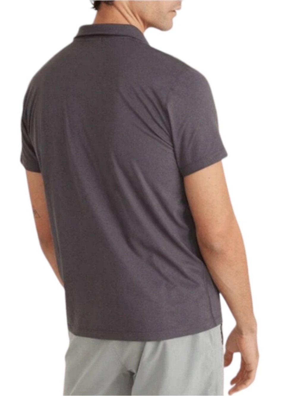 Marine Layer Men’s Weekend Sport Short-Sleeve Polo Gray Stripe Large Lightweight